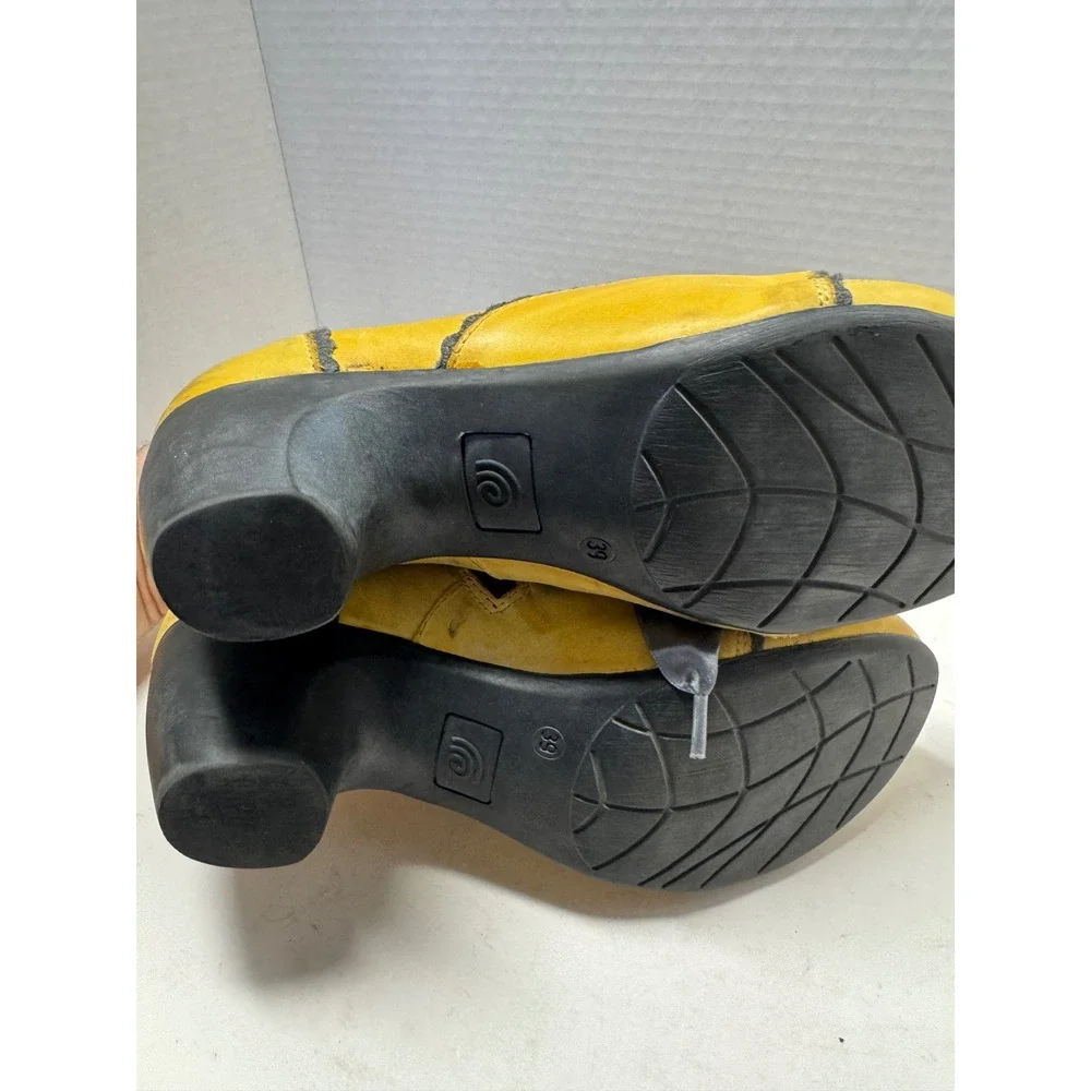 Pikolinos Yellow Leather Scalloped Ribbon Lace Up Ankle Boots Size 39 8.5